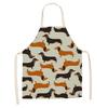1 Pcs Cotton Linen BullDog Dog Print Kitchen Aprons Unisex Dinner Party Cooking Bib Funny Pinafore Cleaning Apron
