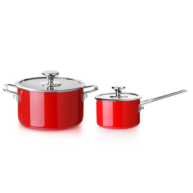 Sohome Stainless Steel Red Enamel Pot Set