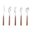 304 stainless steel spoon fork western knife restaurant steak knife kitchen wooden handle spoon knife and fork set