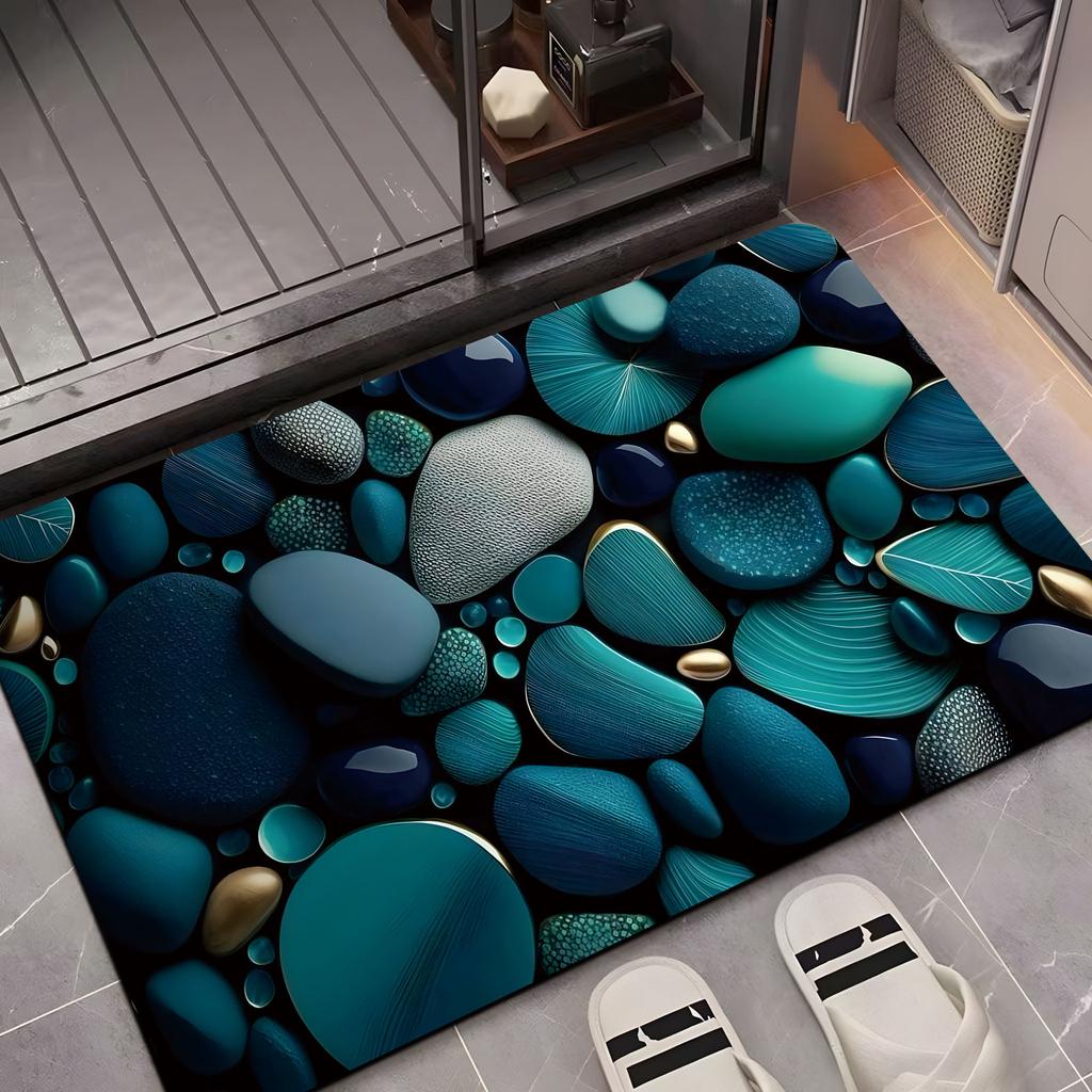 3D Naked Eye Textured Pebble Diatom Mud Floor Mat Bathroom Water Absorbent Anti-slip Quick-drying Foot Mat