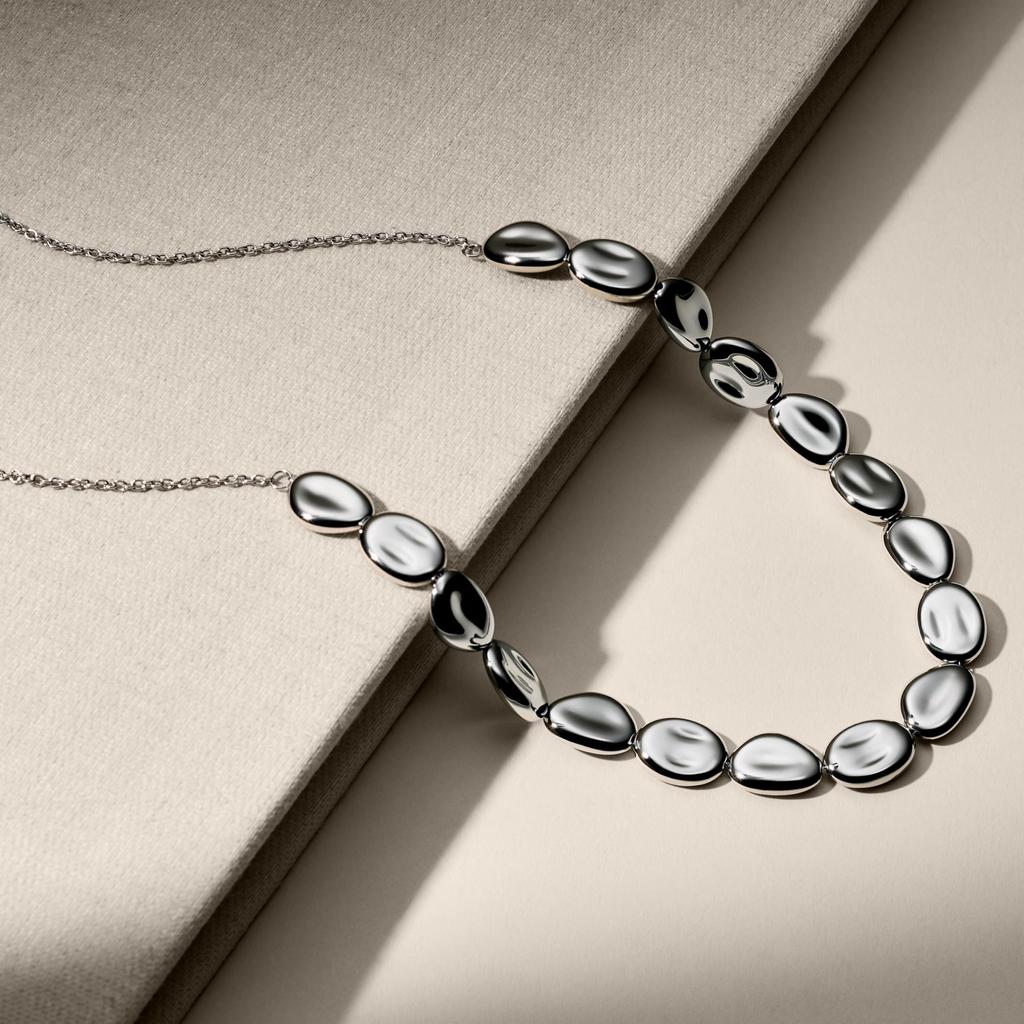 Skagen Women's ANJA PEBBLE Silver-Tone Stainless Steel Bead Necklace, SKJ1851040