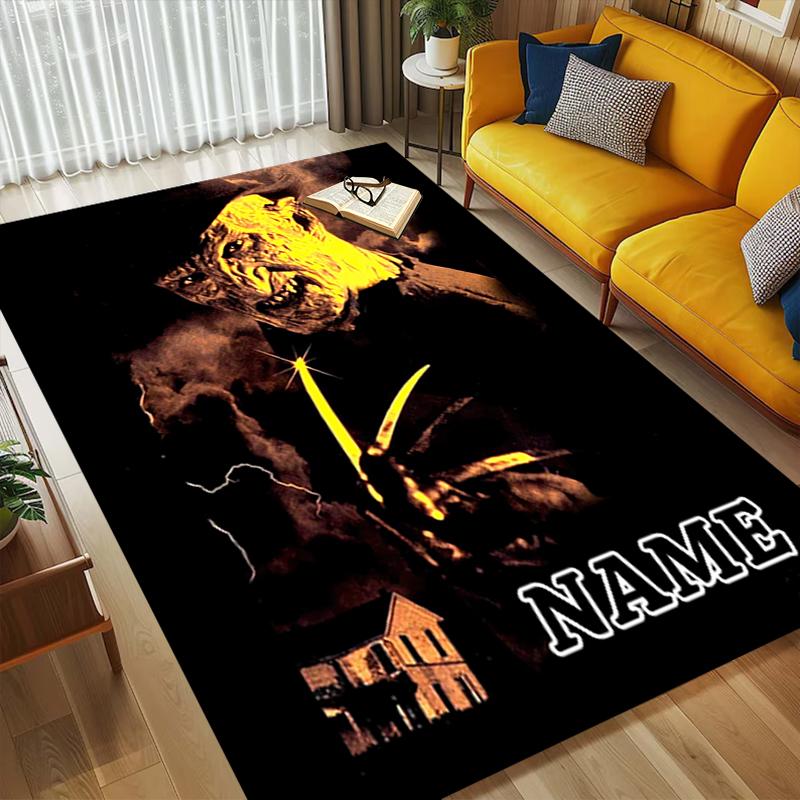 Custom Name Nightmare Icon Living Room Non-Slip Area Rug Soft Carpet for Bedroom Kids Playroom Sofa Office Home Decor Doormat