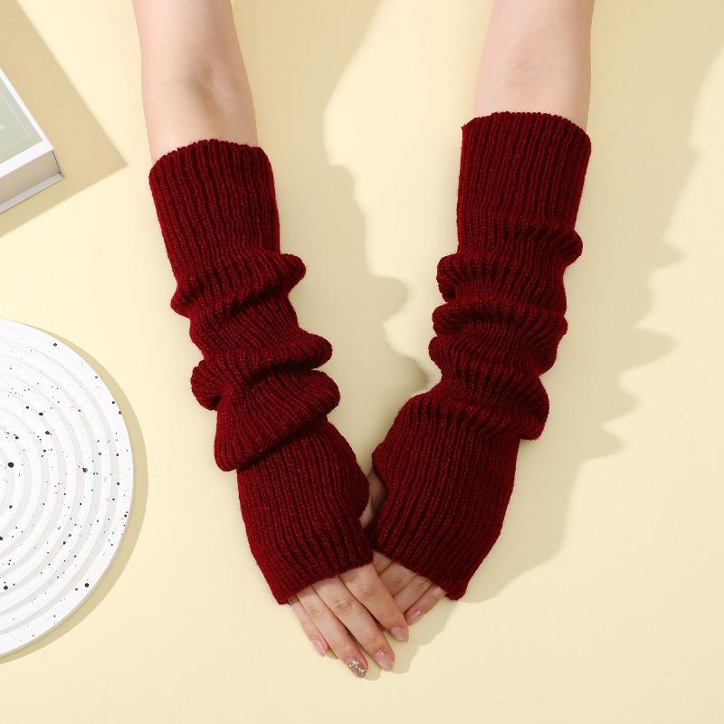 Botvotee Arm Warmers Free Shipping Sleeves for Women Y2k Accessories Knit Warm Winter Extend Sleeves Fingerless Gloves Black