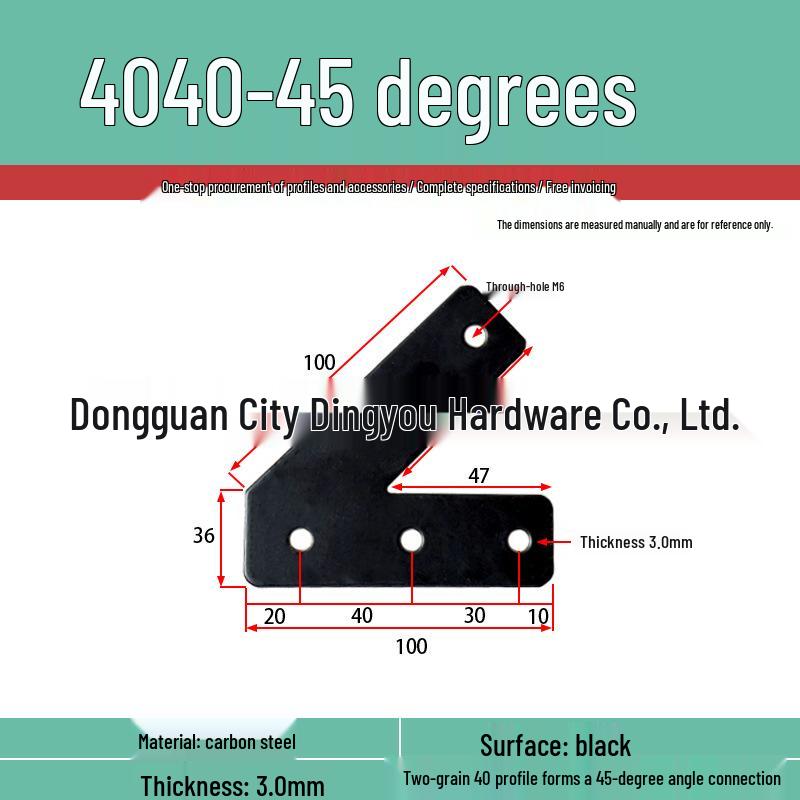 Aluminum Profile 2020/3030/4040 Corner Bracket: 45°/135° External Connector Plate, Carbon Steel Side Fixing Iron Sheet
