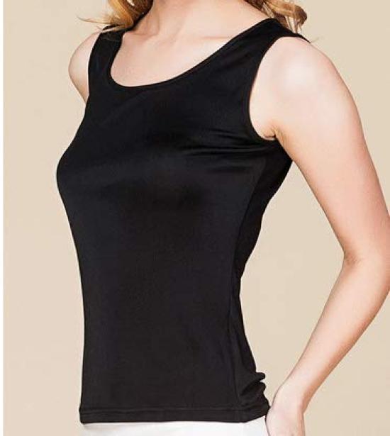 Smooth Silk Jersey Tank Top 100% (M, Black)