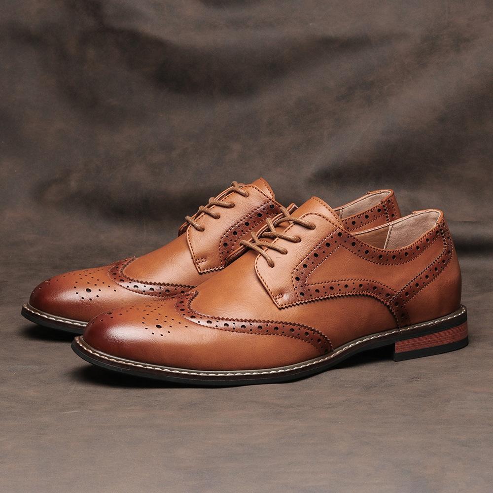 Fashion British Classic Men Brogue Shoes Business Men Handmade Dress Leather Shoes Oxford Shoes Luxury Social Man Shoe Plus Size 39-50