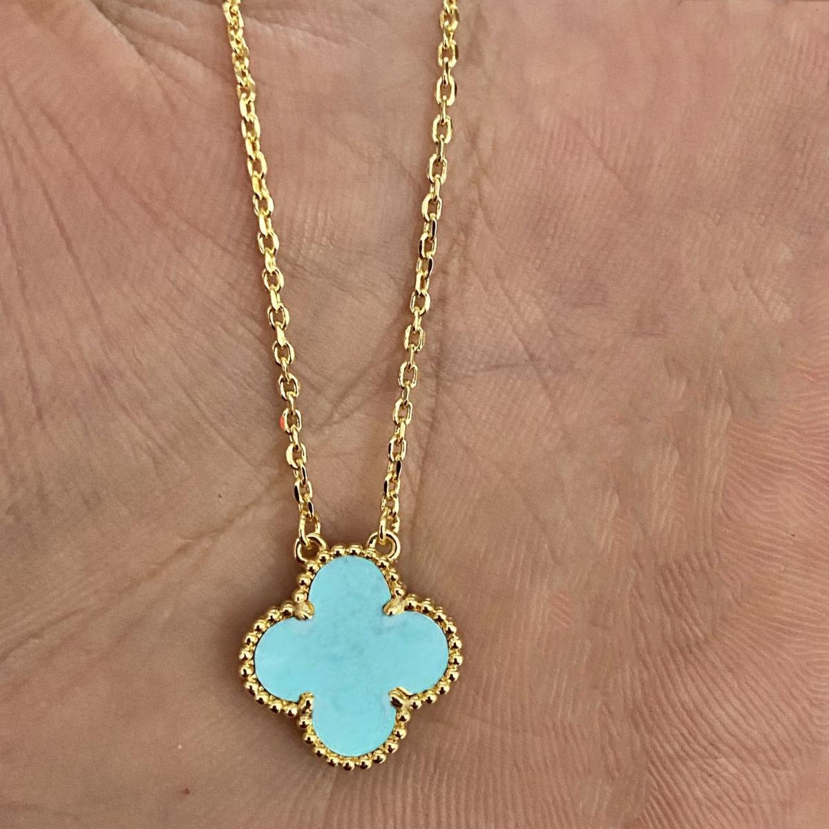 

Модное ожерелье с четырехлистным клевером, женская счастливая трава, двухсторонний перламутровый кулон, не теряет цвет, старшая цепочка с чувством ключицы