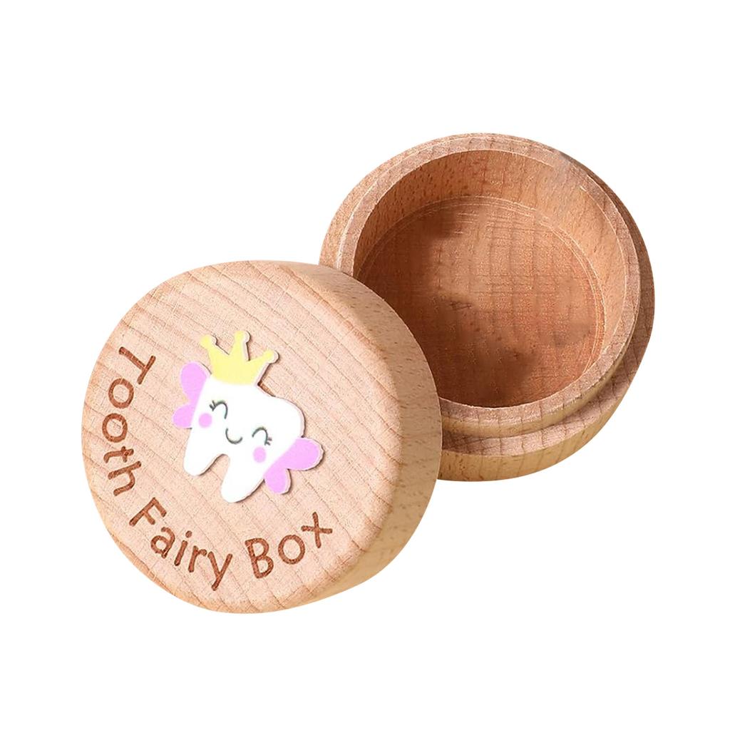 Girls Tooth Box, Cute 3D Teeth Carving Wooden Storage Box For Children's First Tooth Lost, Can Be Placed Under The Pillow As A Birthday Baby Gift