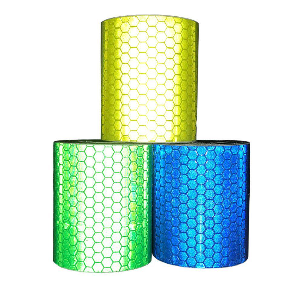 Reflective White Self-Adhesive Crystal Grid Bicycle & Car Warning Sticker Tape (5cm x 3m)