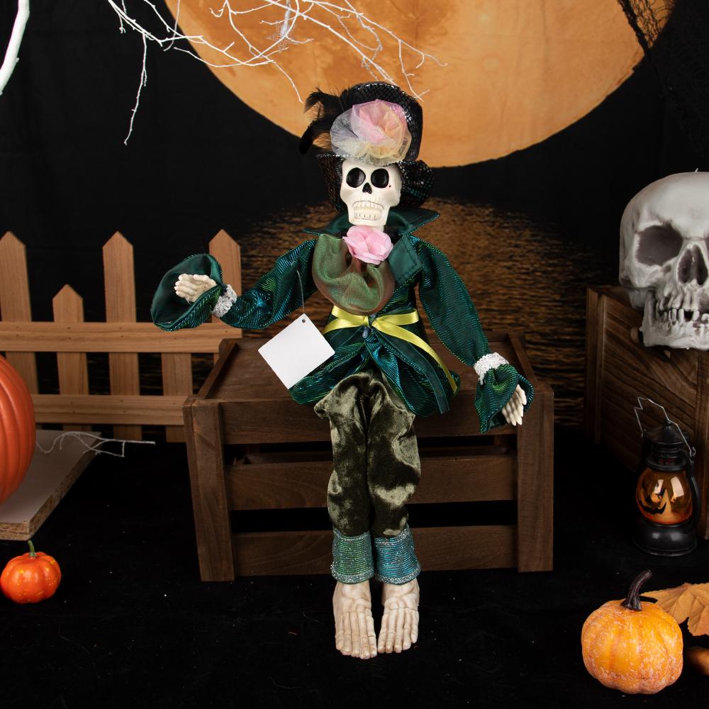 Halloween Romantic Skeleton Couple Figurines Craft Gothic Bride Groom Art Sculpture Groom Home Window Hanging Pendants Ornaments