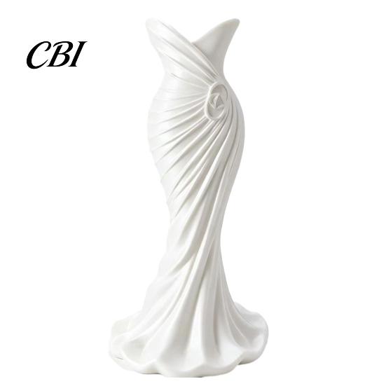 Unique Ornamental Vase 3D Printed Evening Gown Shaped Vase, Elegant Dress Sculpture High-end Texture Flower Pot, Minimalist Home Ornament for Entryway
