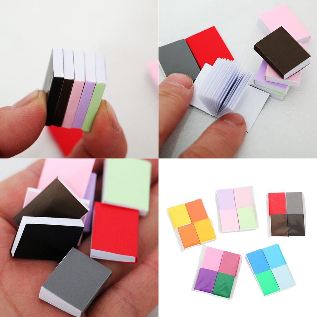 4PCS Miniature Dollhouse Book Small Blank Books Model for Dollhouse Realistic Bookshelf Decoration Scene Display Books