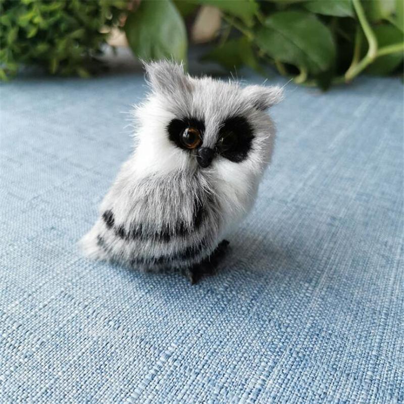 1pcs Cute Owl White Black Furry Handicraft Bird Ornament Decoration Adornment Simulation for Home Decor Mother's Day Gift