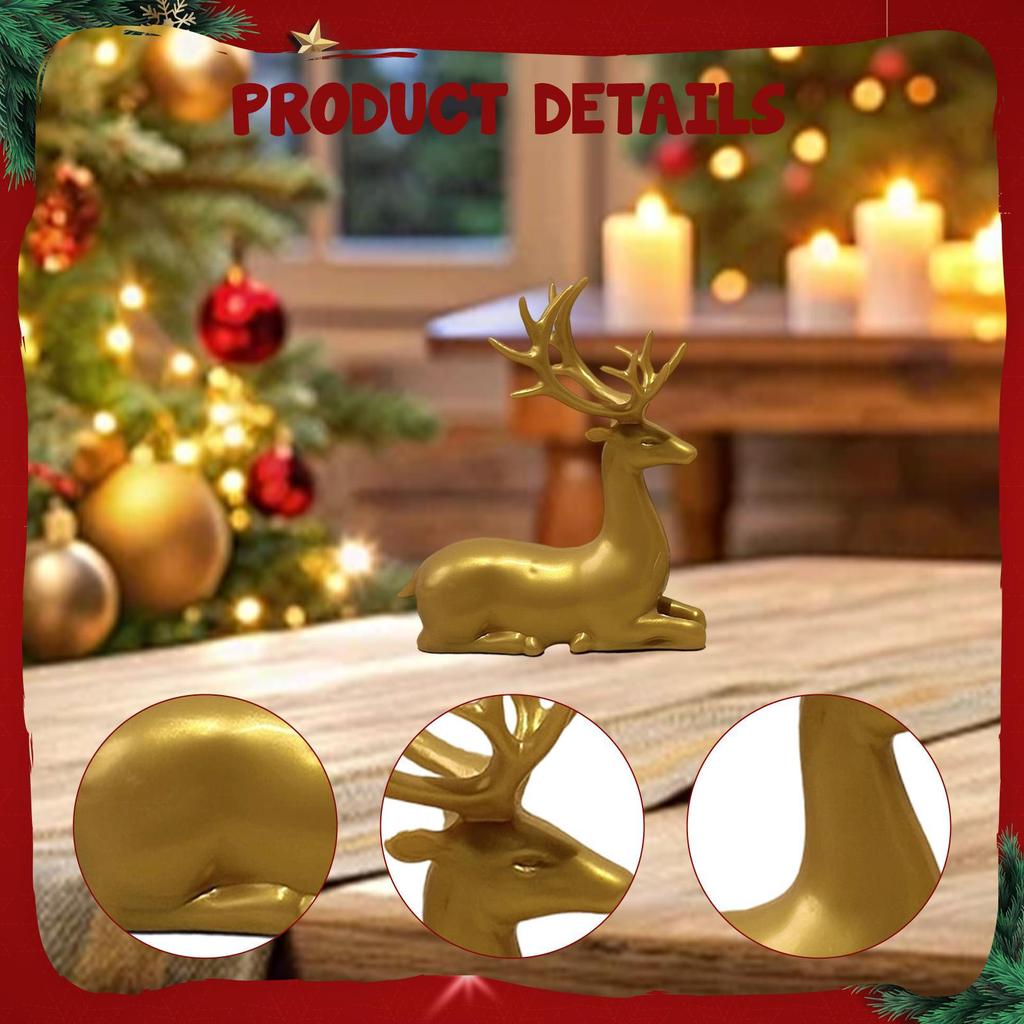 Elk Statue Animal Sculpture Collectable Modern Ornament Art Craft Deer Figurine for Desk TV Cabinet