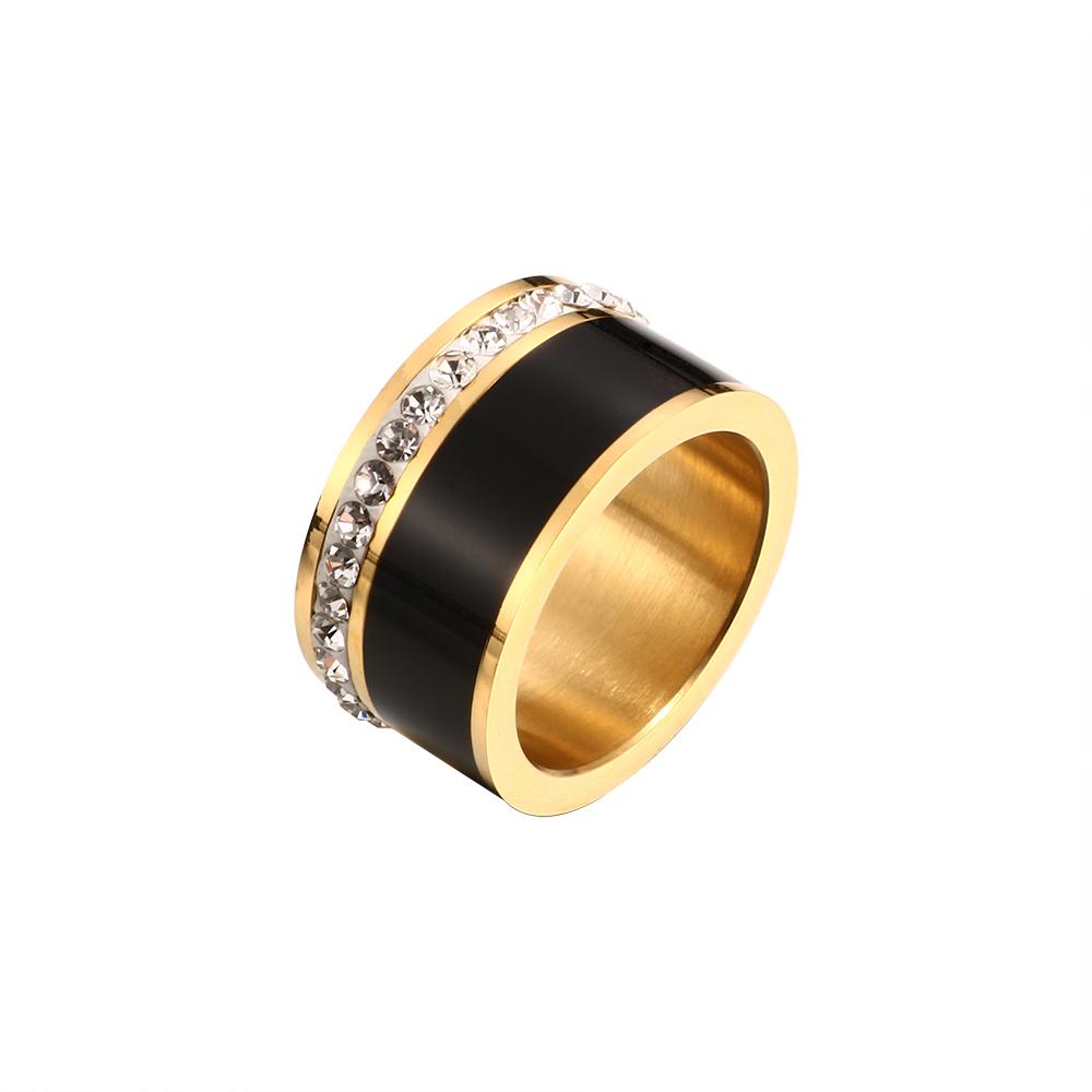 Luxury Black White Resin Ceramic Rings Female  Love Promise Rings Engagement Wedding Bridal Stainless Steel Rings