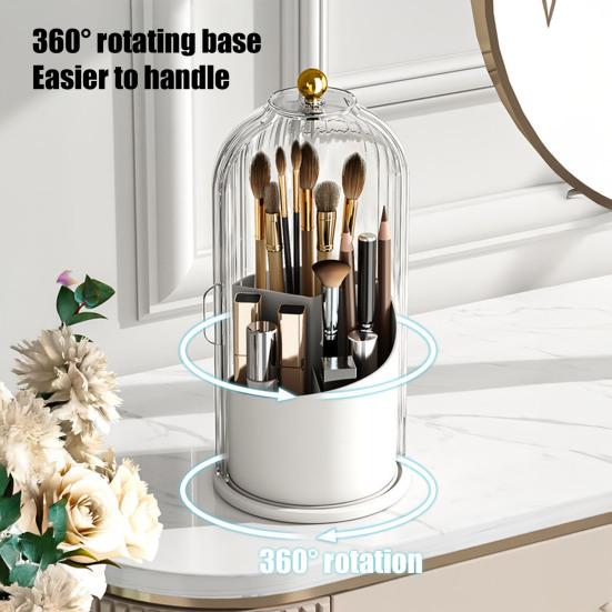 Drehbarer Make-up-Pinselhalter Versteckter Zahnbürstenhalter mit Schiebedeckel Mehrkammer-Staubdichter Make-up-Organizer für Badezimmer-Waschtisch
