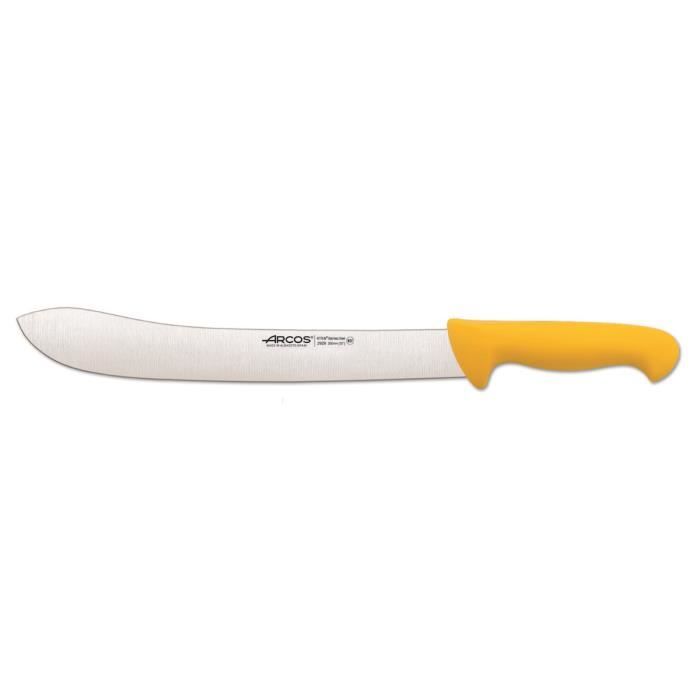 Couteau de boucherie - ARCOS - Prof 292800 - Acier inoxydable Nitrum - Lame 25 cm - Ergonomique jaune