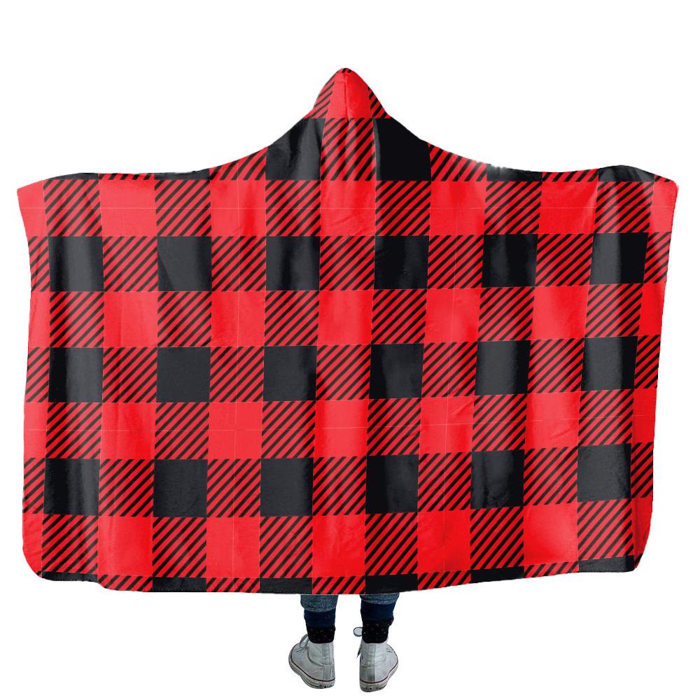 Customizable Casual Hooded Cloak, Flannel Lamb Wool, Polyester Custom-made Pictures Striped Plaid Solid Color Fonts