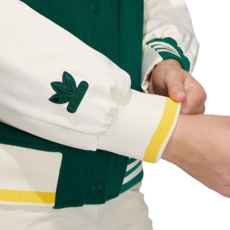 Adidas Originals Trefoil Patchwork Casual Jacket Women Jacket White Green HY4184