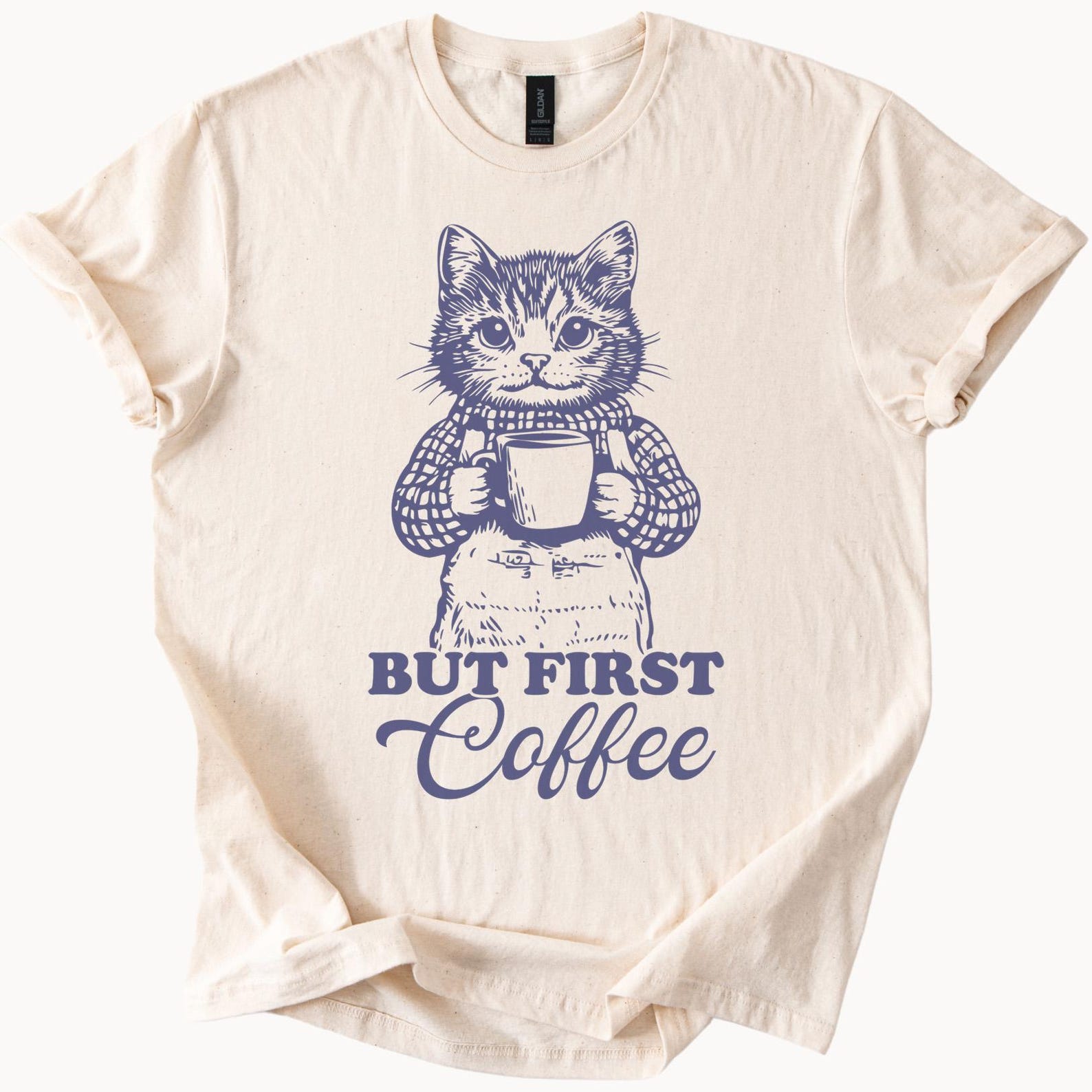 Cute Cat Holding Coffee Mug Graphic Tee But First Coffee Shirt Funny Cat Lover Gift Coffee Cat T Shirt Animal Coffee Graphic Top 120