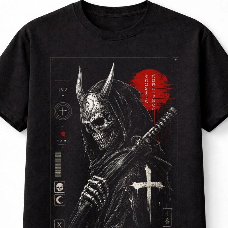 Oni Samurai Skull Demon Japanese Gothic Horror Unisex TShirt S