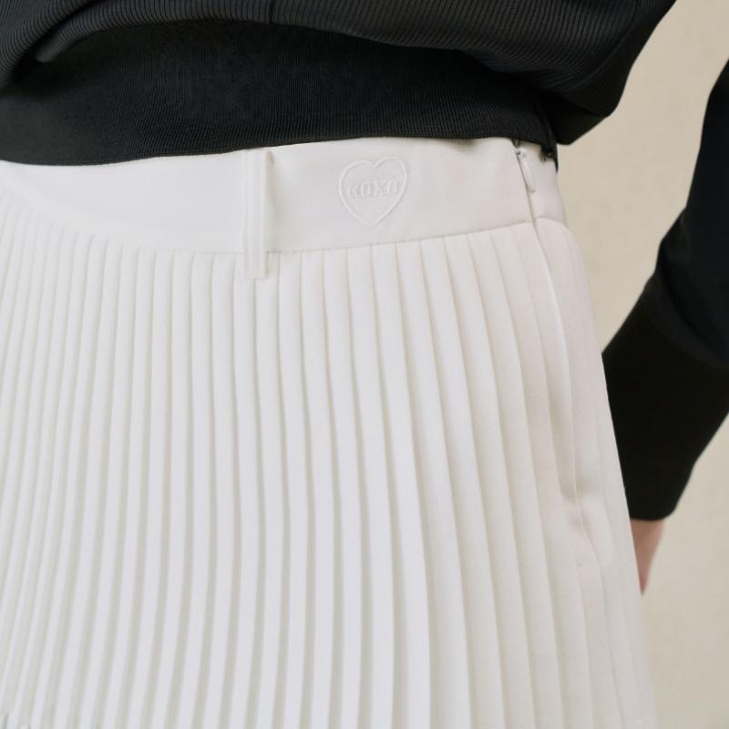 Goxo Double Zhanpleats Skirt Heart Logo
