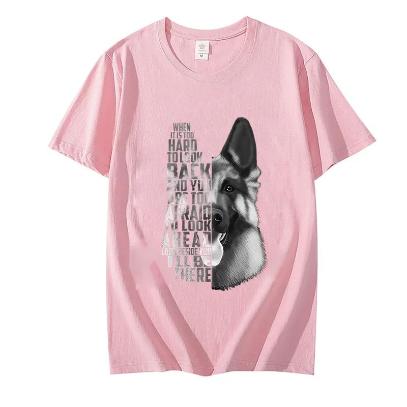 Pánské tričko s krátkým rukávem s potiskem německého ovčáka Černobílé pánské tričko s německým ovčákem Módní oblečení