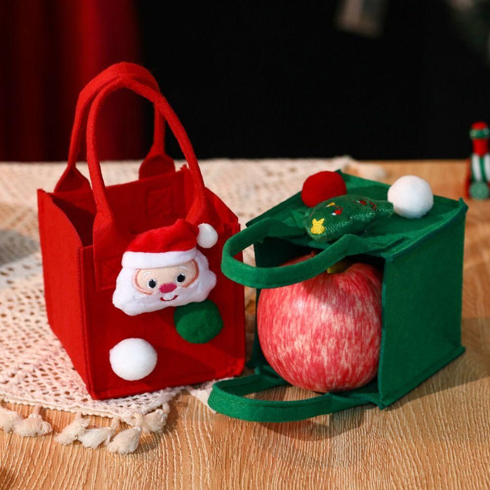 Santa Christmas Candy Bag Cartoon Cookies Storage Bag Mini Felt Candy Bag  Party Supplies