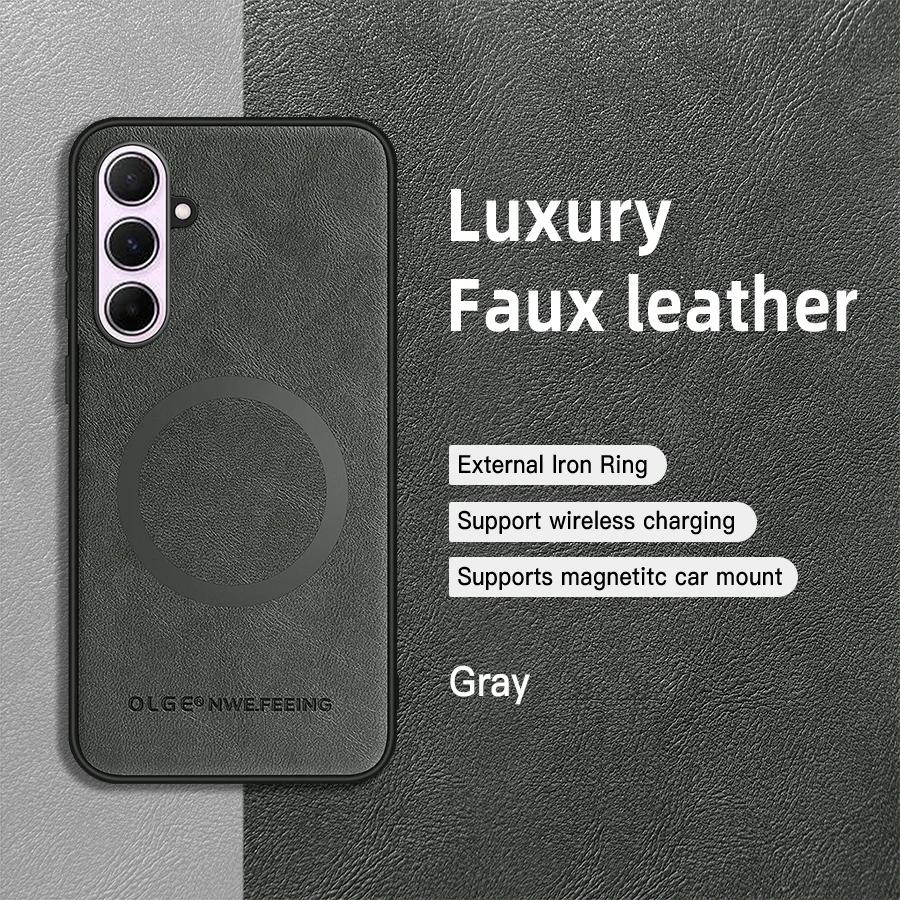 For Samsung Galaxy A56 A55 A54 A53 A52 A52S A51 PU Leather Magnetic Ring Soft Edge Anti-Drop Anti-Fingerprint Phone Case