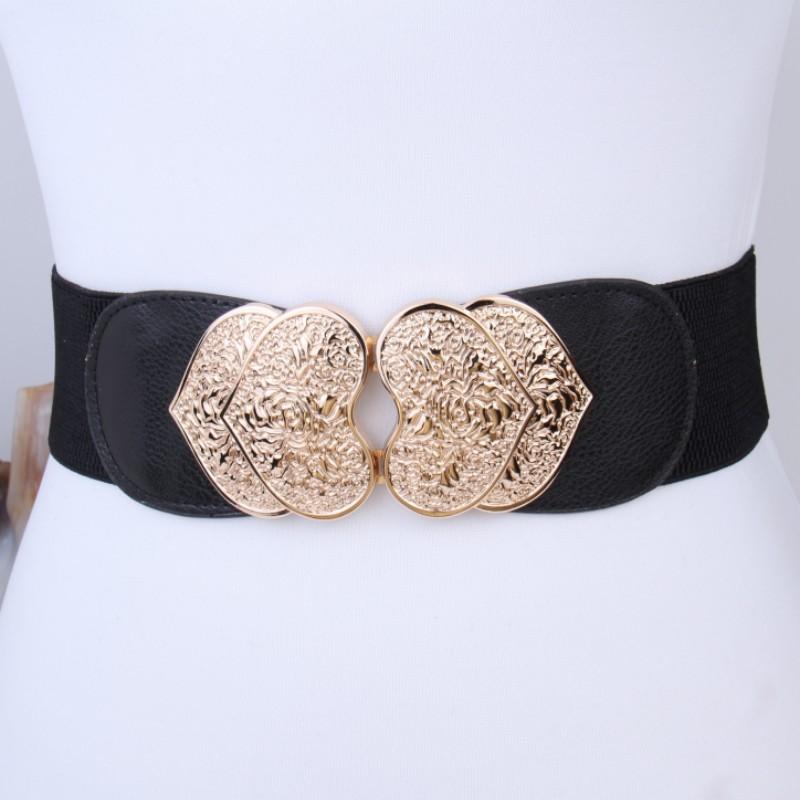 Cooler Gürtel Damen Retro Graviertes Schnallenpaar Taillensiegel Kleiderdekoration Elastischer Elastischer Breiter Gürtel