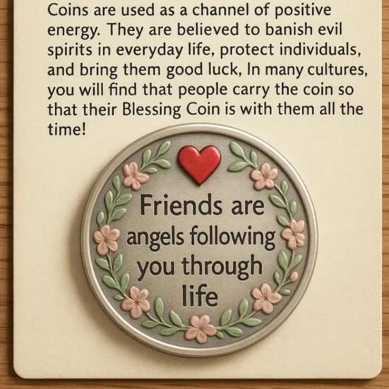 Friendship Blessing Coin Friends Are Angels Following You Through Life Blessing Coin with Emotional Support Card Pocket Friendship Keepsake Gifts