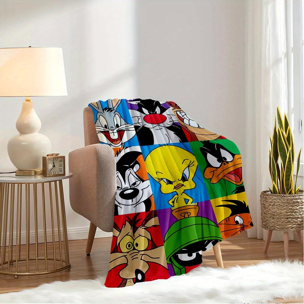 1 Stück Flanell-Kuscheldecke, Cartoon, Looney Tunes Aufdruck, Warme Gemütliche Weiche Decke für Sofa Bett Couch Auto Büro Reise