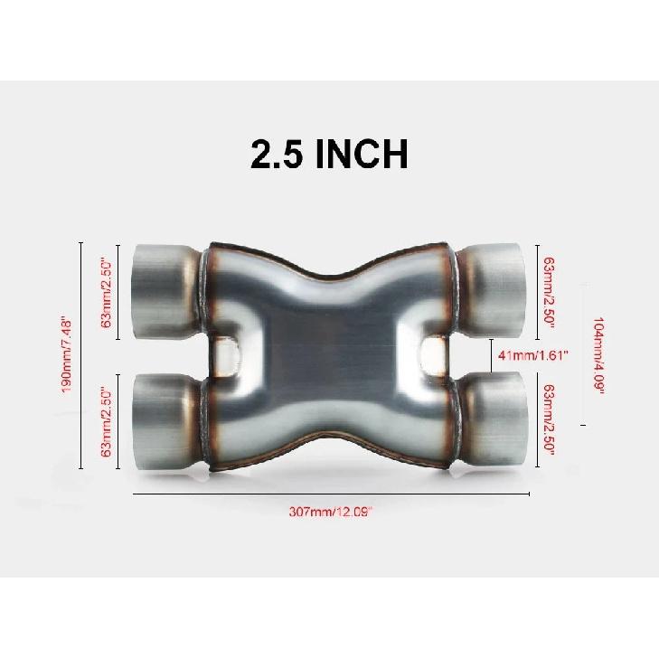 2,5'' 3'' Wlot/Wylot Układ Wydechowy Samochód Rura X-PIPE Uniwersalna Końcówka Tłumika Czterokierunkowa Rura Wydechowa
