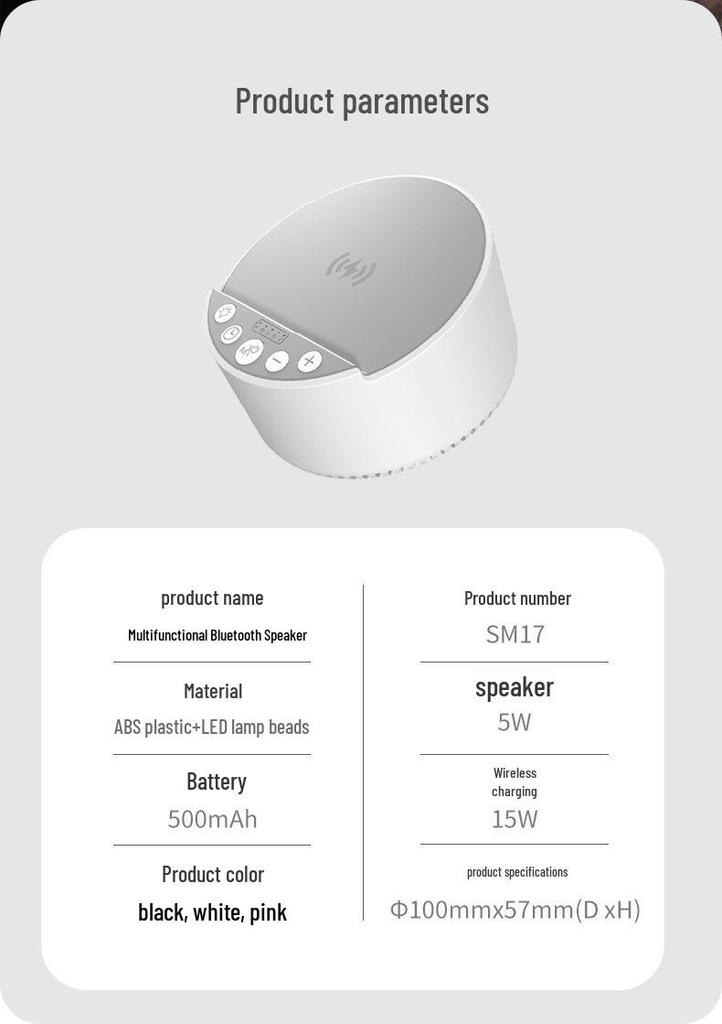 Smart Hypnosis Bluetooth Speaker with Wireless Charging and White Noise Sleep Aid