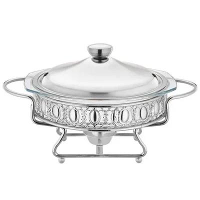 Luxury Golden Oval Food Warmer Stainless Steel Chafing Dish with Glass Lid for Hotel Wedding Buffet Server And Hot Pot