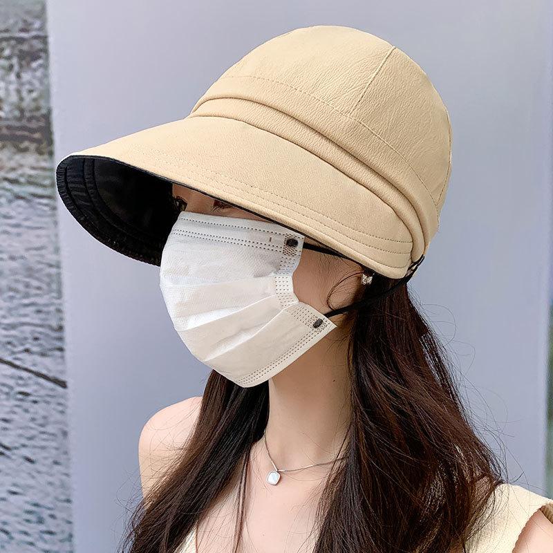 

Женская летняя однотонная солнцезащитная шляпа-козырек, для шопинга можно повесить маски, кепка с большим козырьком, летняя солнцезащитная шляпа One Size