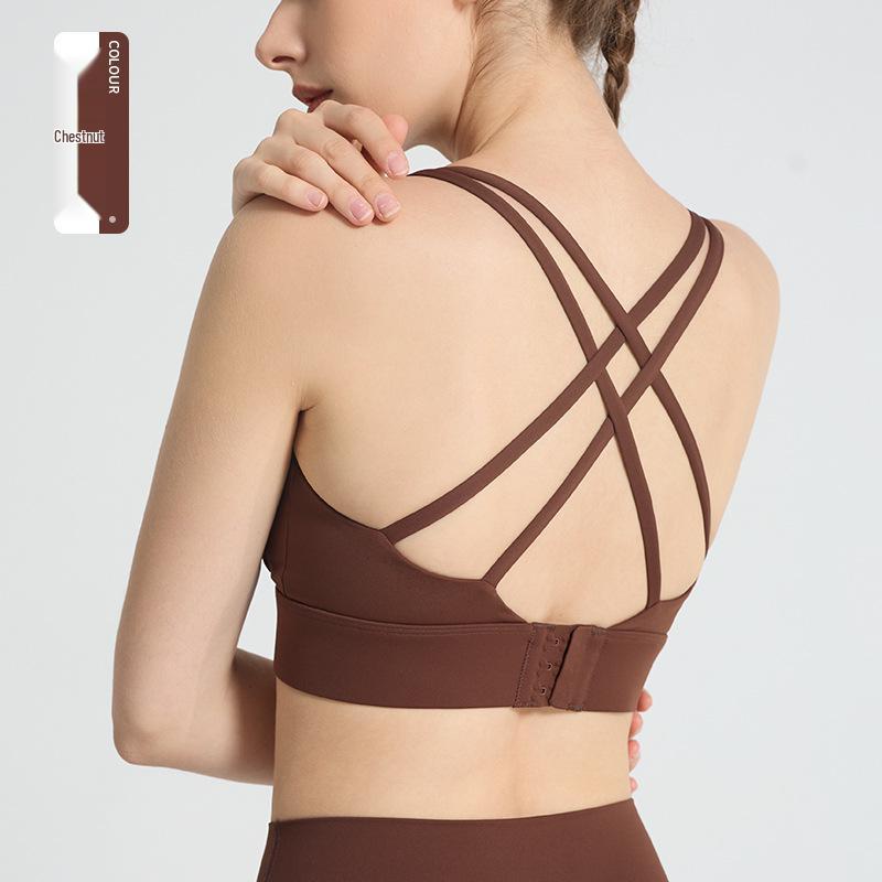 Women's Seamless Cross Back Sports Bra - Shockproof Yoga & Fitness