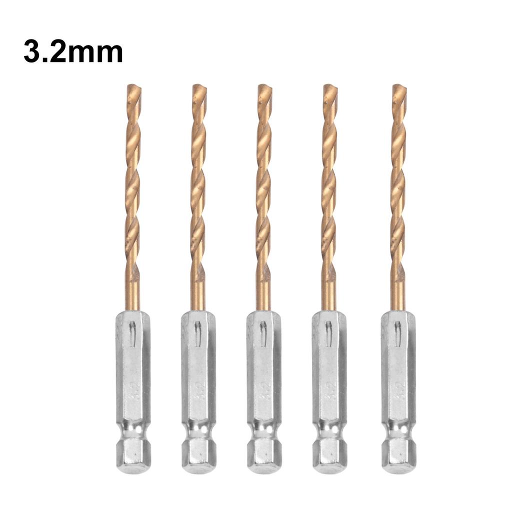 1/4 Inch Hex Shank Drill Bits 5pcs HSS Set 1 5 6 5mm Reliable Performance