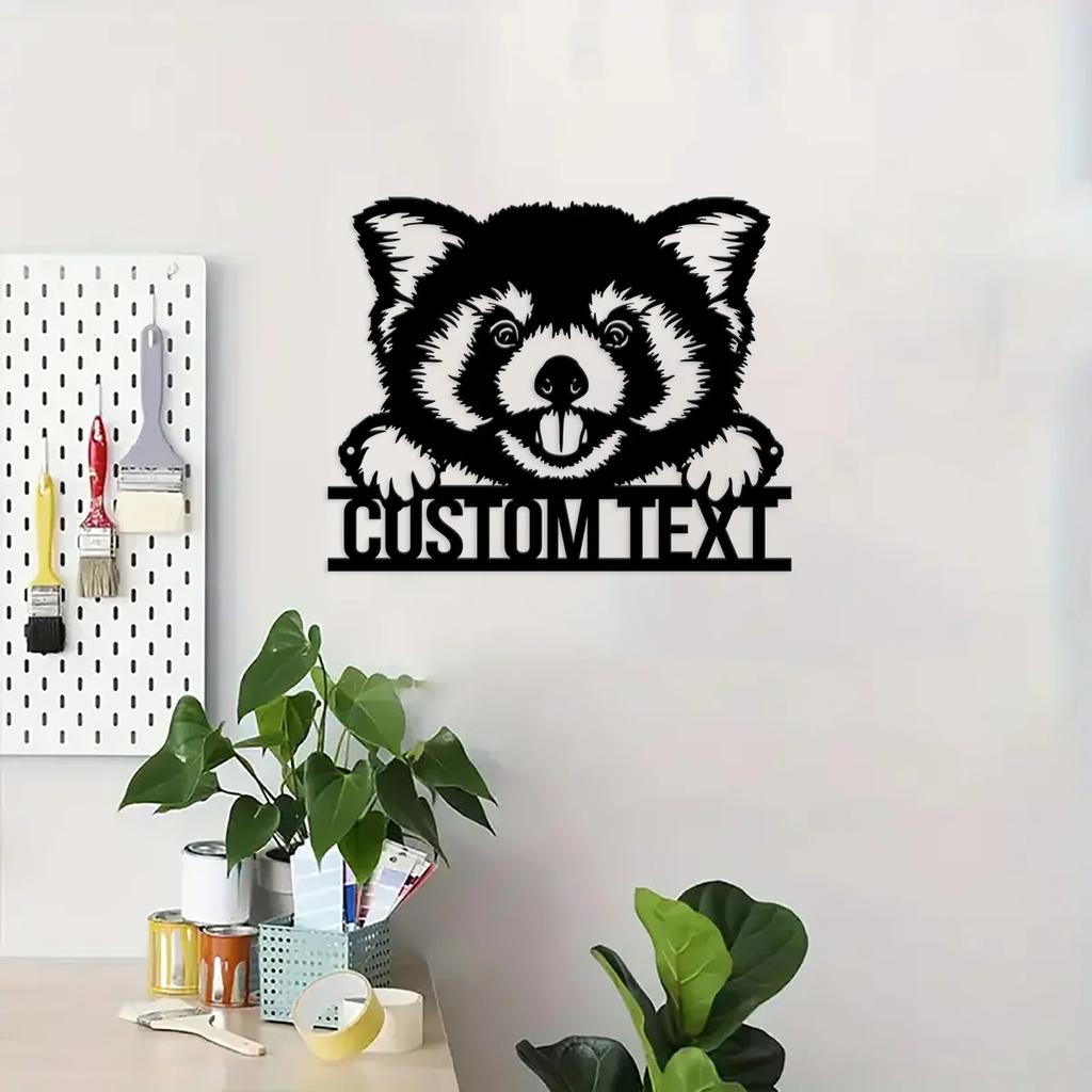 Metal Red Panda Wall Art, Personalized Nursery Name Sign, Kids Room Decor, Birthday Xmas Gift for Child