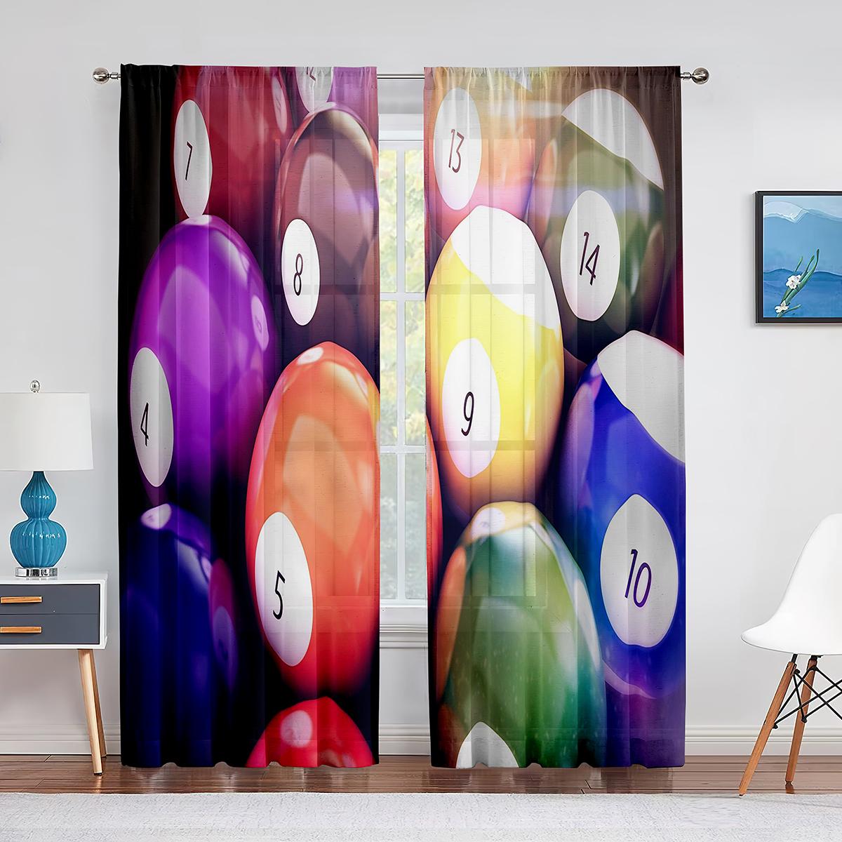 

Шторы с бильярдным принтом Полузатемняющие шторы для спальни гостиной окна от пола до потолка кухонные жалюзи 2 панели карман для штанги (50Wx50H)x2(CM)&Grommet Top