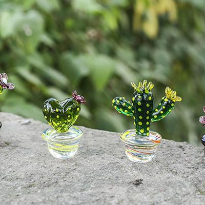 Mini kaktusové figurky Ornamenty Skleněné kaktusové bonsai Dekor Sochy a figurky Stolní ozdoba Auto Domácí dekorace Hračky