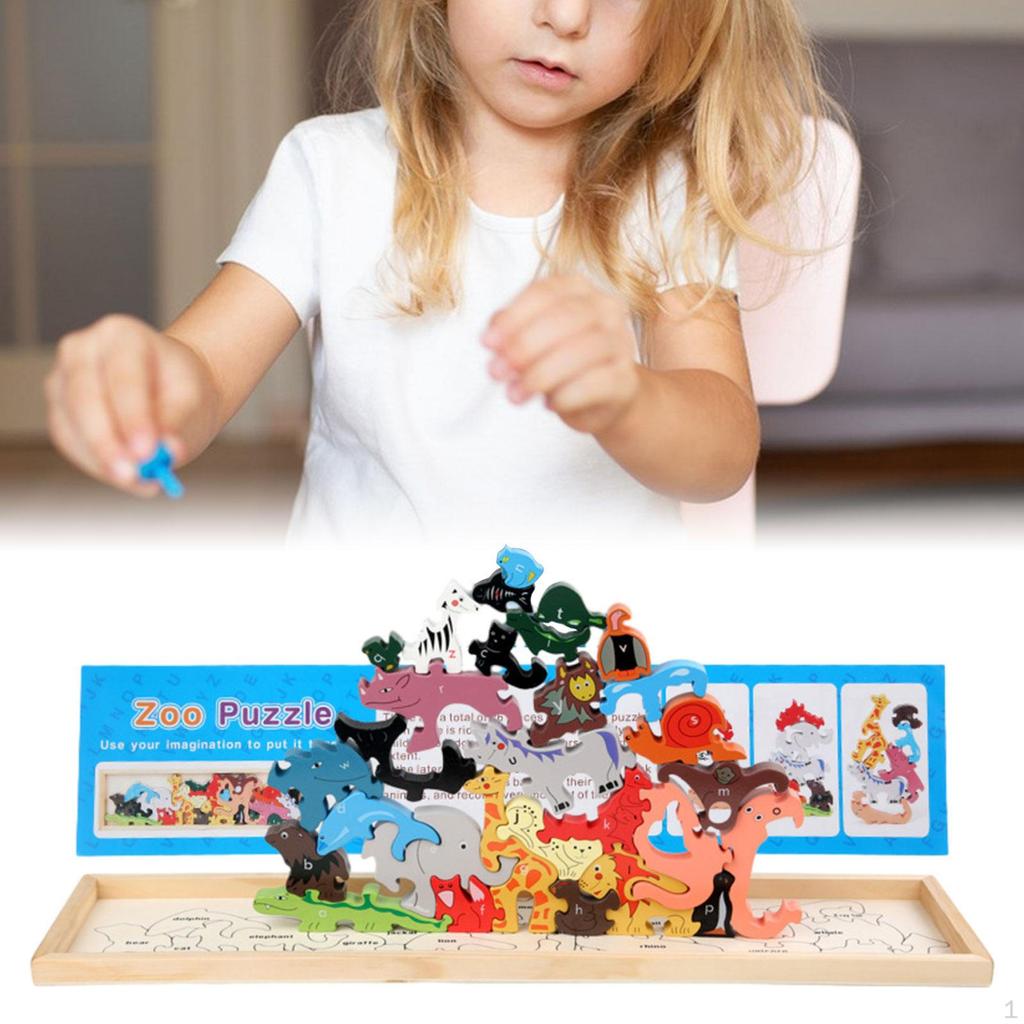 Animal Puzzles Jigsaw Toy, Developmental Wooden Toddlers Puzzles, Puzzle Set
