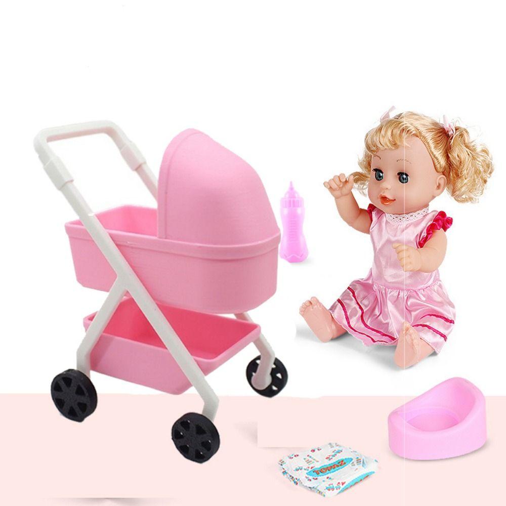 1:12 Dollhouse Baby Stroller Scene Decor Simulation Baby Bassinet Cart  Doll Accessories