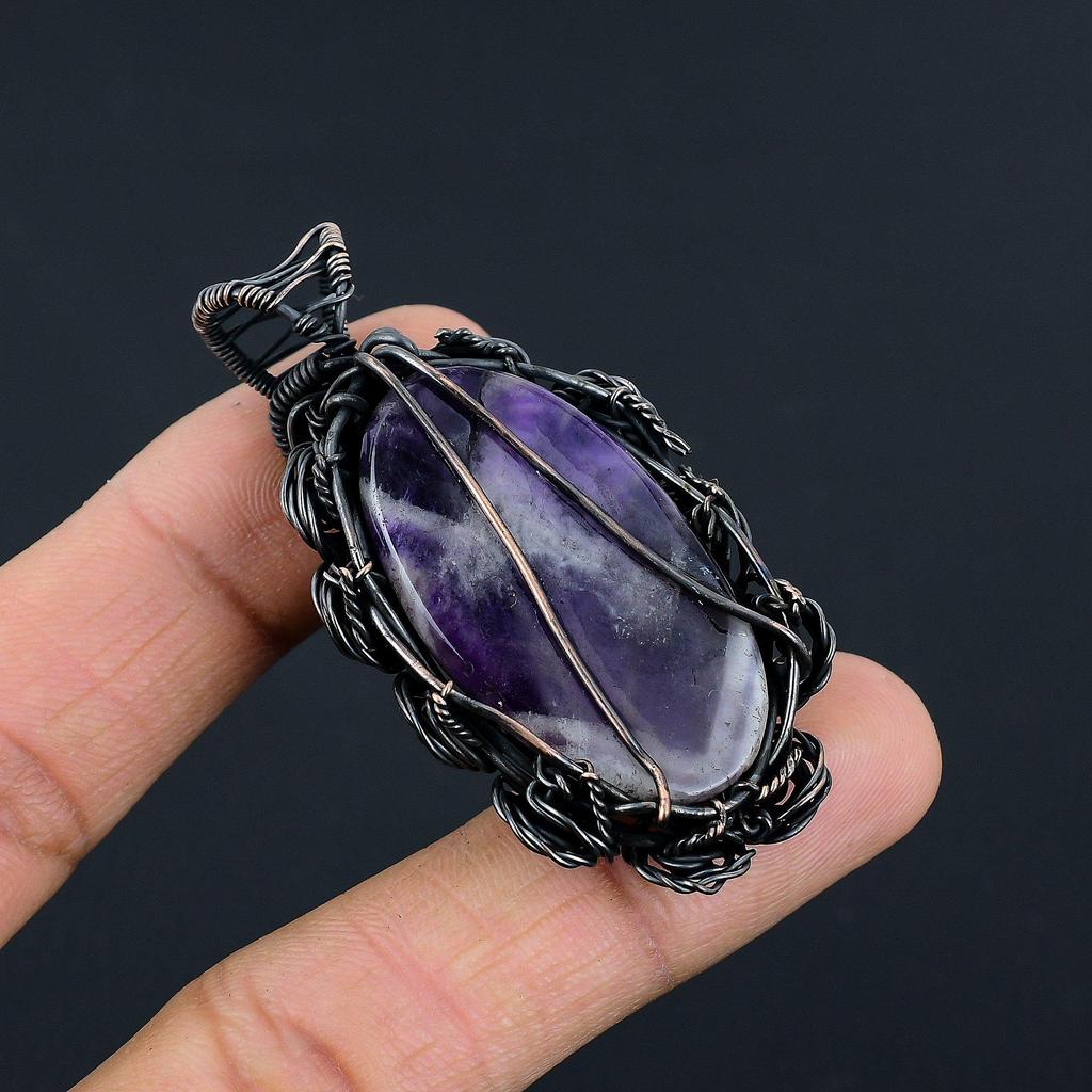 Sage Amethyst  Pendant, Gemstone 999 Copper Wire Wrapped Jewelry Pendant, Handmade Jewelry Birthstone Pendant, Gift For Him