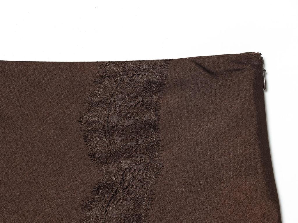 European American Style Women's Lace Satin Midi Skirt - 2025 New Fashion Collection