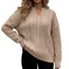 Women's Cable Knit Pullover V-Neck Long Sleeve Loose Fit Color Sweater for Fall Winter