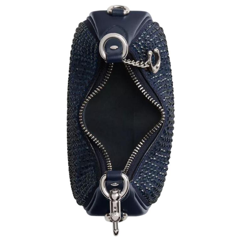 Coach Jonie 15 Borsa a Spalla Piccola Crossbody in Pelle Scamosciata con Cerniera Decorata con Cristalli Donna Deep-Navy CW574-LHLIE