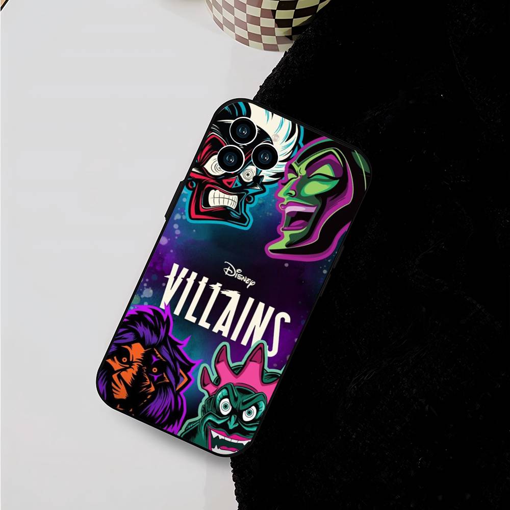 Disney Villains For iPhone 17 Air 16 15 14 13 12 11 Pro Black Soft Cover Phone Case
