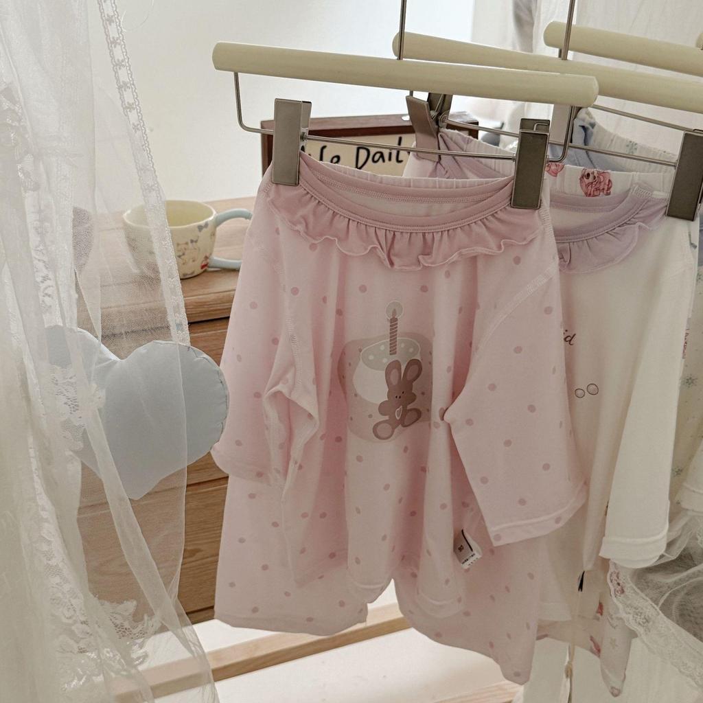 In Stock Hey Sweetheart Kids' Summer Tencel Pajama Set - Cool Short Sleeve Home Wear for Boys and Girls
