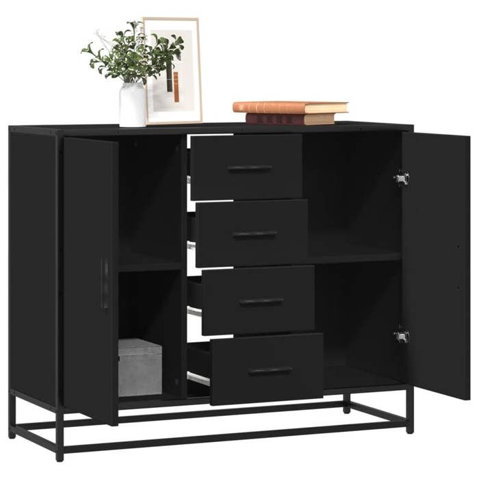 VidaXL Buffet noir 92x35x76 cm bois d’ingénierie, meuble de rangement, meuble de rangement de cuisine, meuble de rangement 3300825